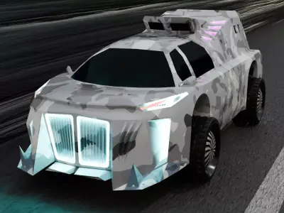  Armored Battle Car Low Poly 3D Model Game Asset Low-poly 3D model