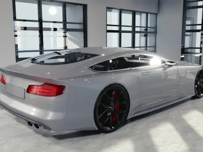 BLENDER EEVEE Brandless Sports GT coupe Low-poly 3D model