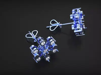 Blue Diamond jewelry earring luxury 3D model