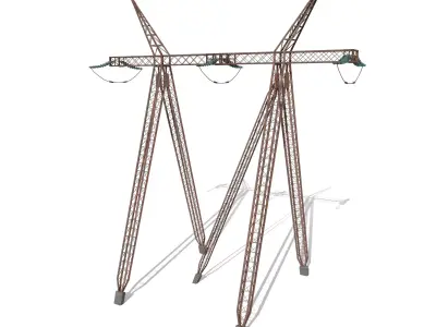 Electricity Pole 11 Weathered Low-poly 3D model