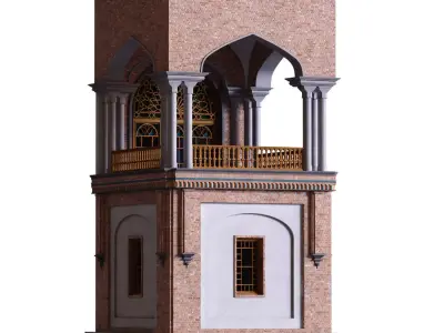 arabic exterior facade element set 811 Low-poly 3D model