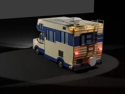 Classic Camper Van Low-poly 3D model