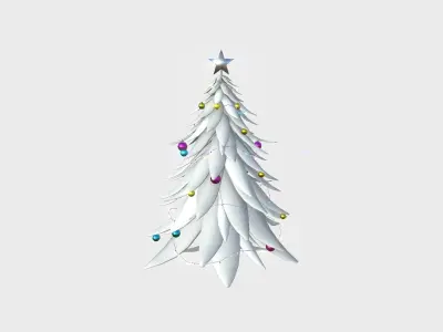 Christmas Tree 04 Snow Colored - Cartoon Interior Decoration Low-poly 3D model