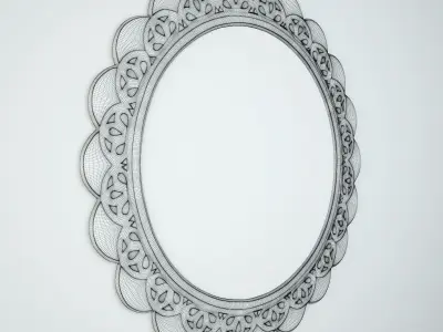 Vintage Scalloped Metal Work Mirror 3D model