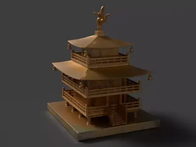 Chinese pavilion  Low-poly 3D model