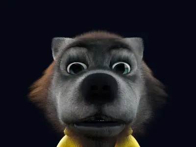 Cartoon Young Wolf Rigged 3D model