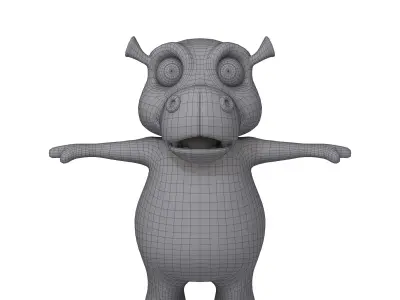 Hippopotamus hippo character 3D model