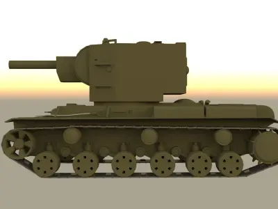 Soviet tank 2 world war KV-2 Low-poly 3D model