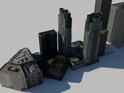 City Buildings Lowpoly Game Ready Free low-poly 3D model