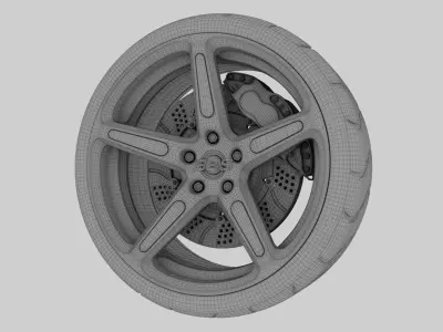 High Poly Sports Car wheel  3D model
