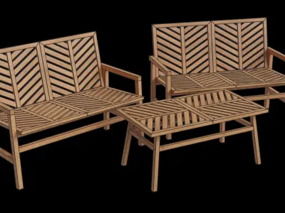 Outdoor Loveseat Chat Set 3D model