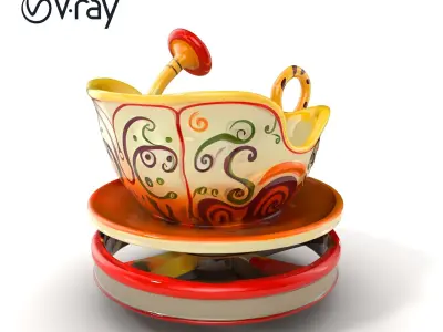 Spinning Teacup Ride Car Whimsical Design model pack Low-poly 3D model