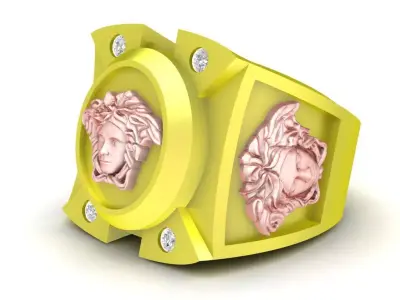 Luxury Medusa Head Men Statement  solid Ring 91a  3D print model
