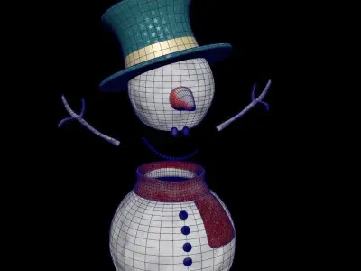 SnowMan - Game Ready wearing hat and scarf Low-poly 3D model