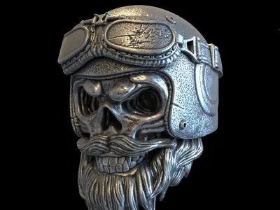 Skull pendant jewelry biker helmet vol2 3D print model