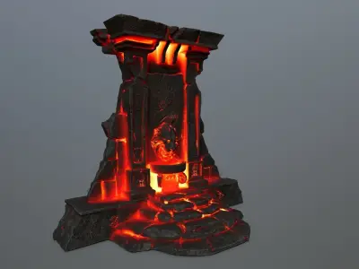 Lion fountain Low-poly 3D model