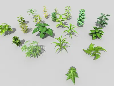 20 low poly grounds plant pack Low-poly 3D model