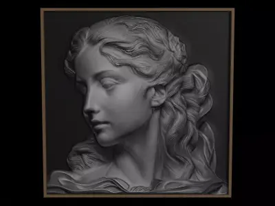 Womans Face Relief 1 3D print model