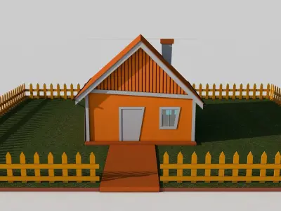Cartoon House Low-poly 3D model
