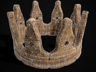 Kid Wooden Crown Low-poly 3D model