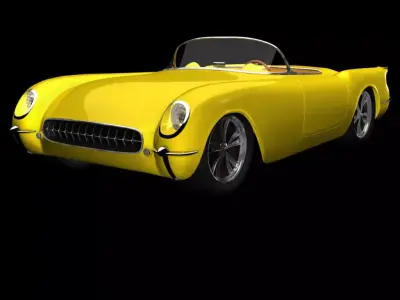 Vintage Convertible Sports Car -1950s Retro Classic Coupe Low-poly 3D model