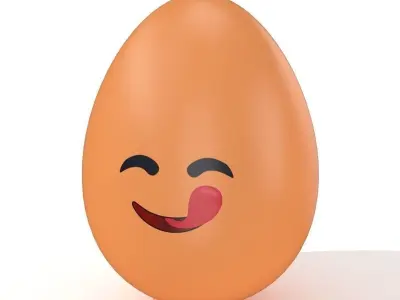 Egg Cracked Emoji N003 Low-poly 3D model