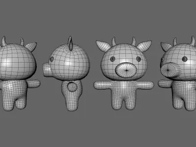 Chubby Cow Animated for Games Low-poly 3D model