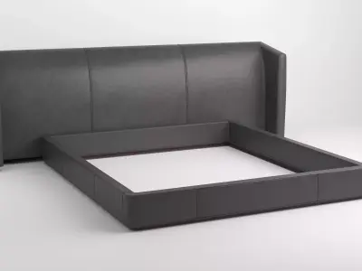 RH Alessa leather extended shelter bed Frame only 3D model