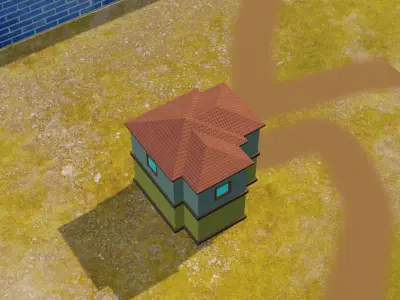 Stylish 3D House and Ford Car 3D model