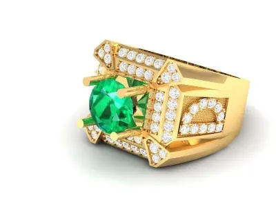 Luxury Emerald Gemstone Men Ring 3D Model 334 3D print model