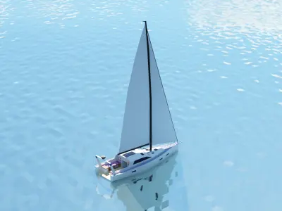 Luxury Sailing Boat Low Poly Low-poly 3D model