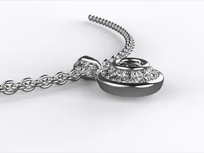 Radiant Halo Diamond Pendant Necklace in White Gold 3D print model