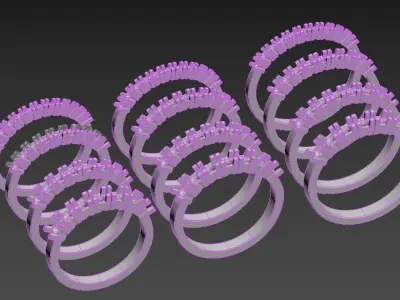 100121 Pack Model row of classic ring 3D print model