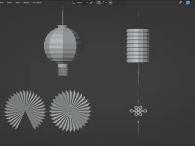 Chinese New Year Decorations 01 Low-poly 3D model