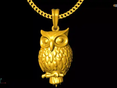 owl pendant charms - one inch pendant 3D print model