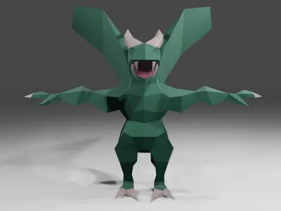  Super Lowpoly Dragonman 01 Low-poly 3D model