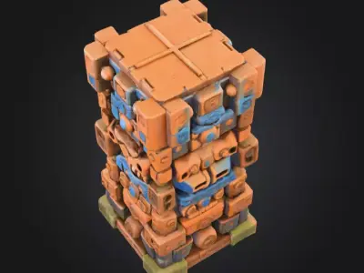 Ancient Artifact Totem Low-poly 3D model