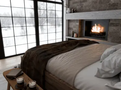 Winter Bedroom Blender Scene 3D model
