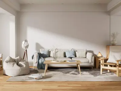 Living Room Interior Scene for Cinema 4D and Redshift Render  3D model
