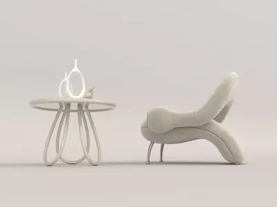Modern Coffee Table and Armchair Set 59 3D model