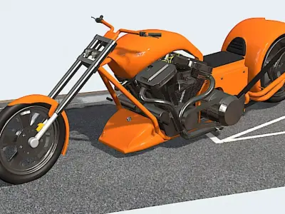 Pro Street V-Quad 250hp Chopper - High Poly 3D model