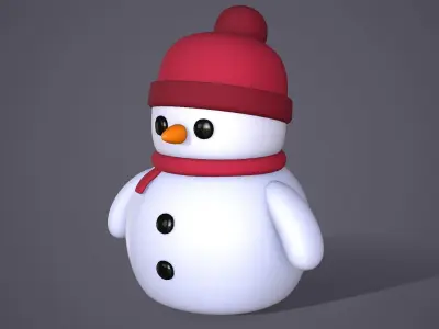 Snowman Cartoon Low-poly 3D model
