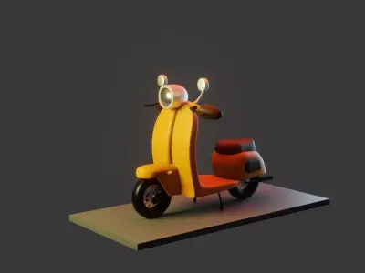 Cartoony Vintage Scooter Low-poly 3D model