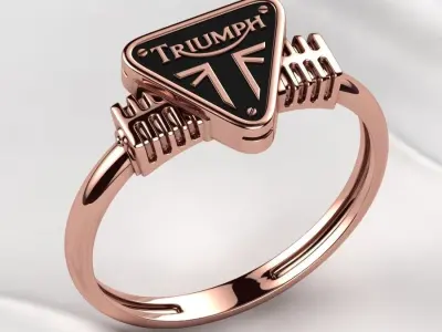 Triumph Logo Silver or Gold Ring with Enamel 3D print model