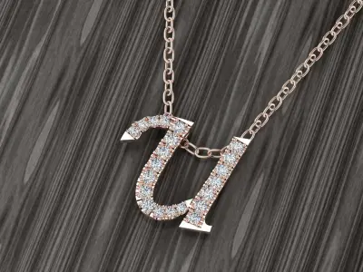 Jewelry Alphabet Pendant U 3D print model