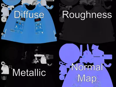 Blue Fire Extinguisher Model Pack with Digital Display Low-poly 3D model