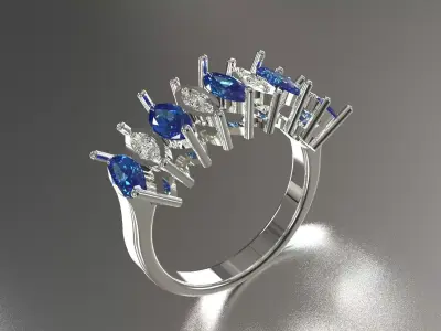 Floating Marquise Gemstone Cocktail Band model jr00281 3D print model