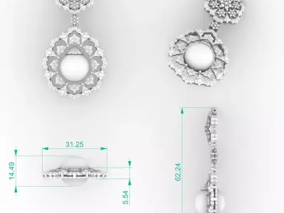 Elite Victorian Style Filigree Pearl Pendant 3D print model