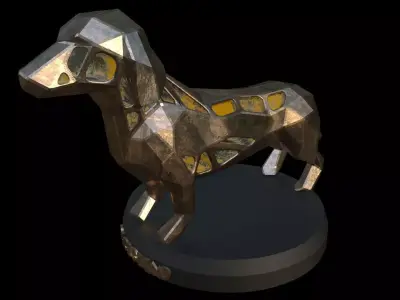 Steampunk Dachshund Dog Low-poly 3D model