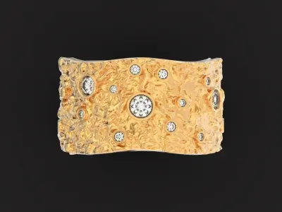 textured ancient Wedding Band 1105 3D print model